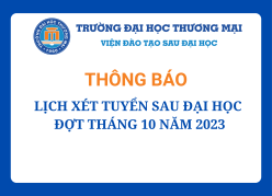 Thông báo lịch xét tuyển Sau đại học - Đợt 3 năm 2023