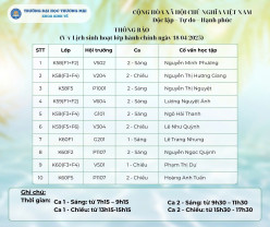 THÔNG BÁO LỊCH SINH HOẠT LỚP HÀNH CHÍNH NGÀY 18/04/2025